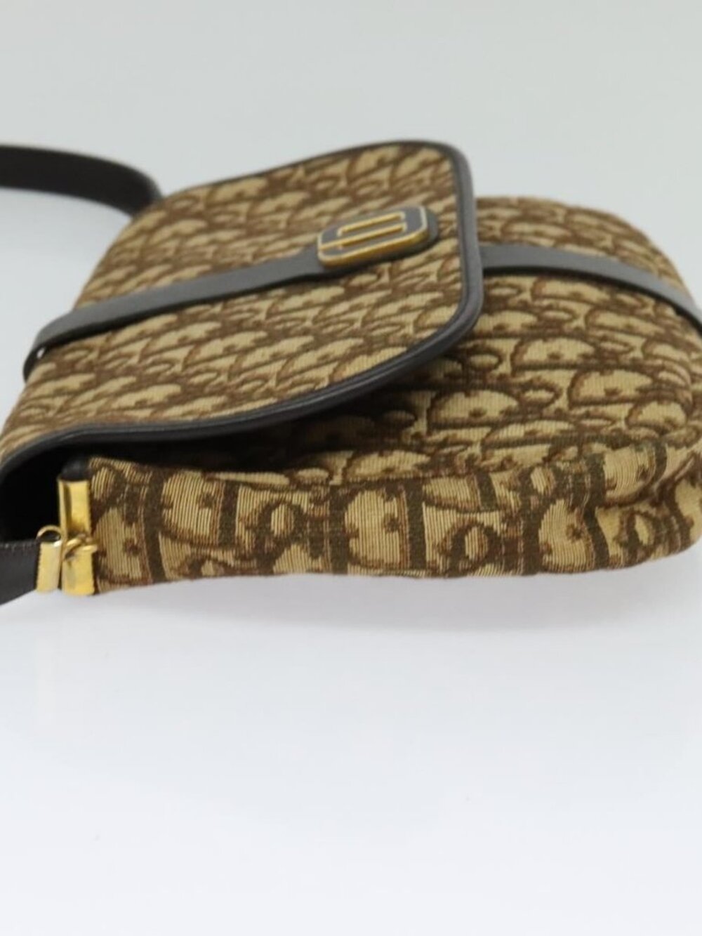 Christian Dior Trotter Canvas Shoulder Bag Brown Gold Auth 126151 - Picture 4 of 16